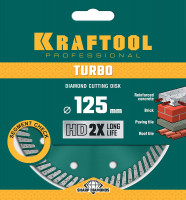 Kraftool turbo, 125 мм, (22.2 мм, 10 х 2.4 мм), сегментированный алмазный диск (36682-125)