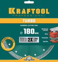 Kraftool turbo, 180 мм, (22.2 мм, 10 х 2.6 мм), сегментированный алмазный диск (36682-180)