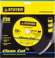 Stayer clean cut, 230 мм, (22.2 мм, 5 х 2.4 мм), сплошной алмазный диск, professional (3664-230)