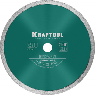 Kraftool keramo, 230 мм, (22.2 мм, 10 х 2.2 мм), сплошной алмазный диск (36684-230)