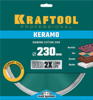 Kraftool keramo, 230 мм, (22.2 мм, 10 х 2.2 мм), сплошной алмазный диск (36684-230)