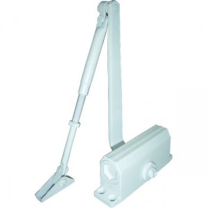 Доводчик oubao e-604d с фиксацией (до 100кг) белый + скользящая тяга