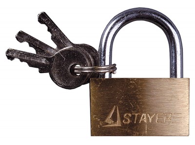 Замок stayer латунный на карточке, 3 ключа в комплекте, 30мм