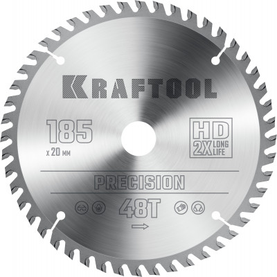 Kraftool precision, 185 x 20 мм, 48т, пильный диск по дереву (36952-185-20)