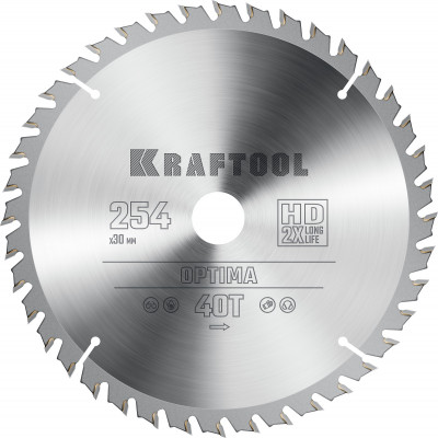 Kraftool optima, 254 х 30 мм, 40т, пильный диск по дереву (36951-254-30)