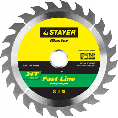 Stayer fast cut, 156, 5 х 12, 7 мм, 16т, пильный диск по дереву (3680-156-16)