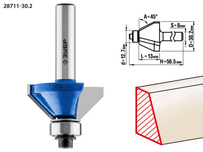 ЗУБР 30.2 x 13 мм, фреза кромочная калевочная (фасочная) №9, профессионал (28711-30.2)