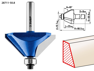 ЗУБР 50.8 x 27 мм, фреза кромочная калевочная (фасочная) №9, профессионал (28711-50.8)