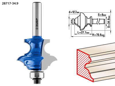 ЗУБР 34.9 x 25.4 мм, хвостовик 8 мм, фреза кромочная фигурная №6, профессионал (28717-34.9)