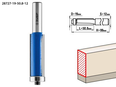 ЗУБР 19 x 50.8 мм, хвостовик 12 мм, фреза кромочная с нижним подшипником, профессионал (28727-19-50.8-12)
