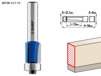 ЗУБР 12.7 x 13 мм, хвостовик 8 мм, фреза кромочная с нижним подшипником (3 лезвия), профессионал (28728-12.7-13)