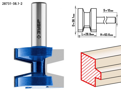 ЗУБР 38.1 x 28.6 мм, хвостовик 12 мм, фреза пазо-шиповая наборная, профессионал (28731-38.1-2)