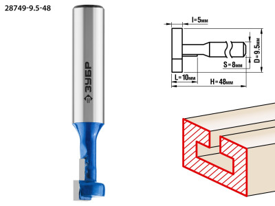 ЗУБР 9.5 x 10 мм, высота 5 мм, фреза пазовая т-образная №1, профессионал (28749-9.5-48)