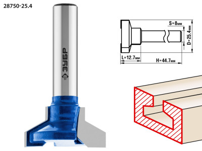 ЗУБР 25.4 x 12.7 мм, высота 12.7 мм, фреза пазовая т-образная №2, профессионал (28750-25.4)