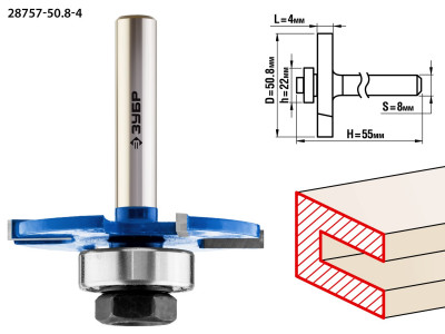 ЗУБР 50.8 x 4 мм, хвостовик 8 мм, фреза горизонтально-пазовая, профессионал (28757-50.8-4)