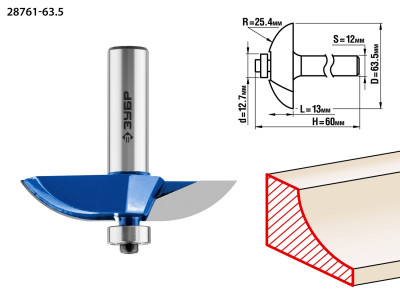 ЗУБР 63.5 x 13 мм, радиус 25.4 мм, фреза фигирейная №2, профессионал (28761-63.5)