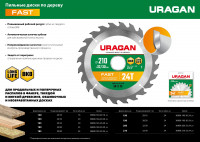 Uragan fast, 190 х 20/16 мм, 24т, пильный диск по дереву (36800-190-20-24)