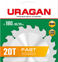 Uragan fast, 180 х 30/20 мм, 20т, пильный диск по дереву (36800-180-30-20)