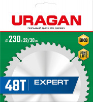 Uragan expert, 230 х 32/30 мм, 48т, пильный диск по дереву (36802-230-32-48)