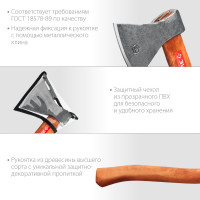 ЗУБР 1200/1550 г, 500 мм, универсальный кованый топор (20625-10)