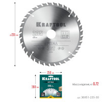 Kraftool optima, 235 х 30 мм, 36т, пильный диск по дереву (36951-235-30)