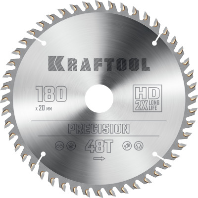 Kraftool precision, 180 х 20 мм, 48т, пильный диск по дереву (36952-180-20)