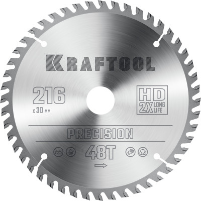 Kraftool precision, 216 х 30 мм, 48т, пильный диск по дереву (36952-216-30)