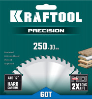 Kraftool precision, 250 х 30 мм, 60т, пильный диск по дереву (36952-250-30)