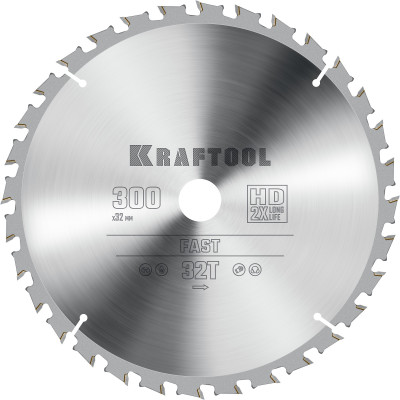 Kraftool fast, 300 х 32 мм, 32т, пильный диск по дереву (36950-300-32)