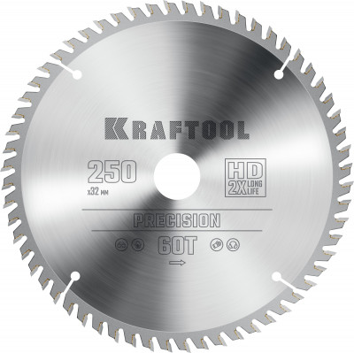 Kraftool precision, 250 х 32 мм, 60т, пильный диск по дереву (36952-250-32)