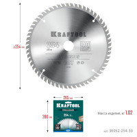 Kraftool precision, 254 х 30 мм, 60т, пильный диск по дереву (36952-254-30)