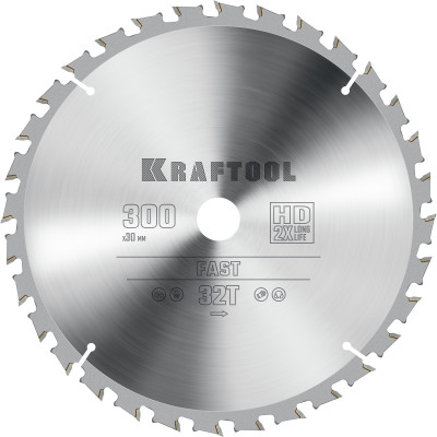 Kraftool fast, 300 х 30 мм, 32т, пильный диск по дереву (36950-300-30)