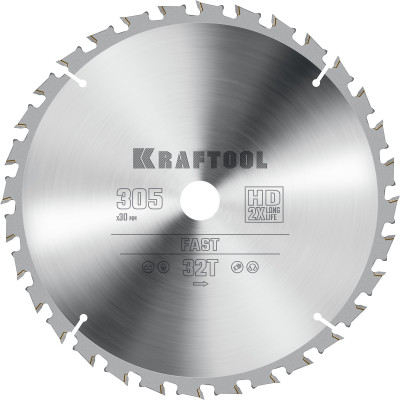 Kraftool fast, 305 х 30 мм, 32т, пильный диск по дереву (36950-305-30)