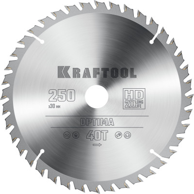 Kraftool optima, 250 х 30 мм, 40т, пильный диск по дереву (36951-250-30)