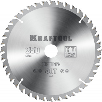 Kraftool optima, 250 х 32 мм, 40т, пильный диск по дереву (36951-250-32)