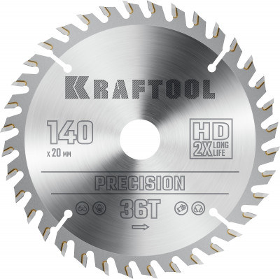 Kraftool precision, 140 х 20 мм, 36т, пильный диск по дереву (36952-140-20)