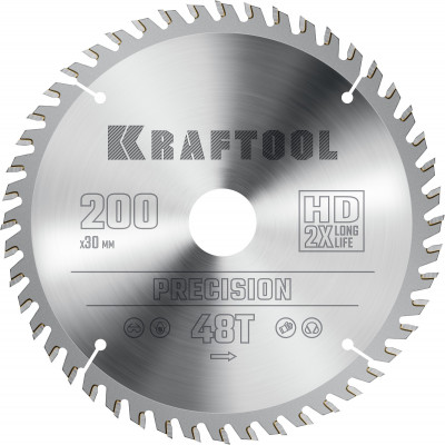 Kraftool precision, 200 х 30 мм, 48т, пильный диск по дереву (36952-200-30)