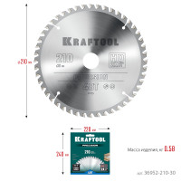 Kraftool precision, 210 х 30 мм, 48т, пильный диск по дереву (36952-210-30)