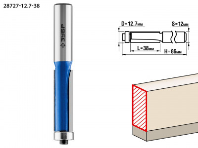 ЗУБР 12.7 x 38 мм, хвостовик 12 мм, фреза кромочная с нижним подшипником, профессионал (28727-12.7-38)