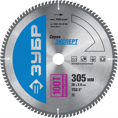 ЗУБР мультирез 305 x 30мм 100т, диск пильный по алюминию