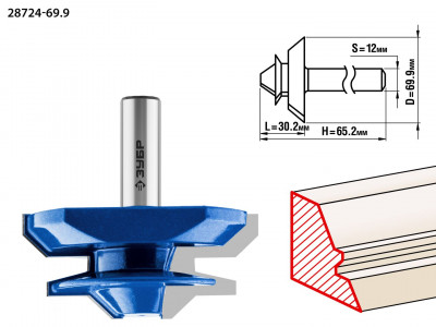 ЗУБР 69.9 x 30 мм, фреза кромочная для углового сращивания, профессионал (28724-69.9)