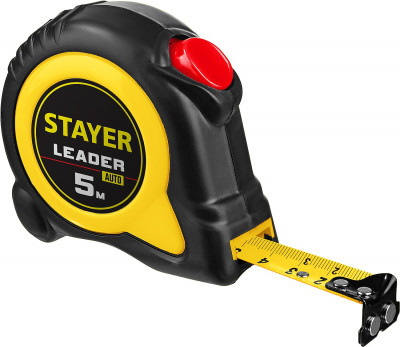 Stayer leader, 5 м х 19 мм, рулетка с автостопом, professional (3402-05-19)