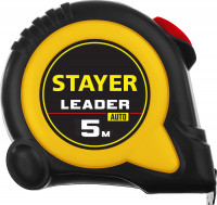 Stayer leader, 5 м х 19 мм, рулетка с автостопом, professional (3402-05-19)