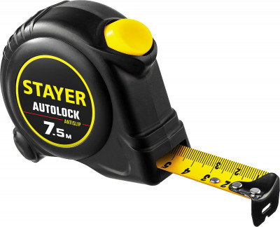 Stayer autolock, 7.5 м х 25 мм, рулетка с автостопом (2-34126-07-25)