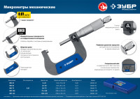 ЗУБР 0 - 25 мм, гладкий механический микрометр, профессионал (34480-25)