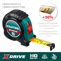 Kraftool x-drive, 5 м х 19 мм, рулетка (34122-05-19)