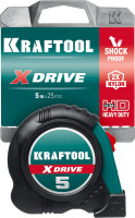 Kraftool x-drive, 5 м х 25 мм, рулетка (34122-05-25)