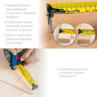 Kraftool x-drive, 5 м х 25 мм, рулетка (34122-05-25)