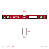 ЗУБР атлант, 600 мм, уровень с усиленным профилем (34585-060)