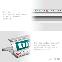 Kraftool kraft-line, 1.0 м, усиленная алюминиевая линейка со стальной направляющей (34275-100)